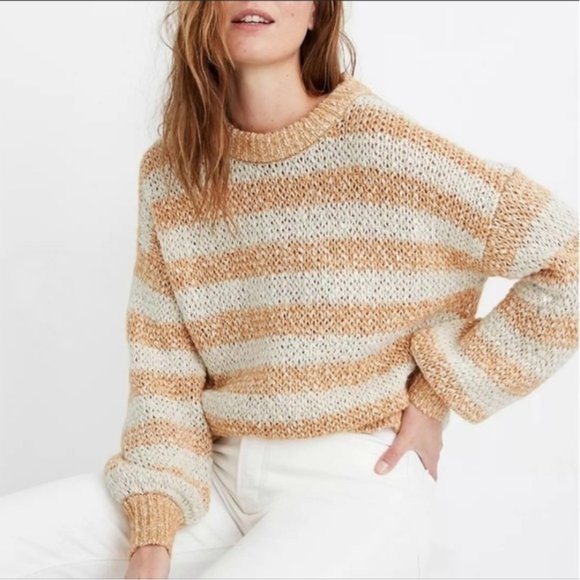 Madewell Sweaters - Madewell Orange and White Striped Sweater size XS